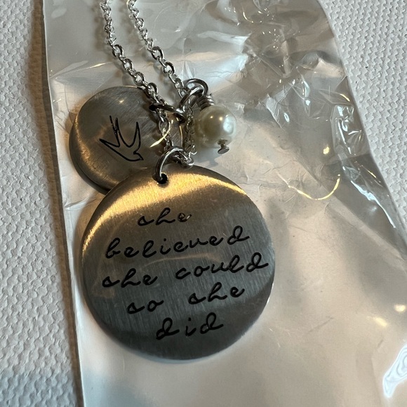 NWT Stainless Steel She Believed She Could So She Did Inspirational Necklace - Picture 2 of 7